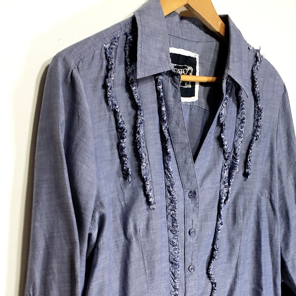 Cato Ruffle Button Down Blouse Size XL - Picture 4 of 5